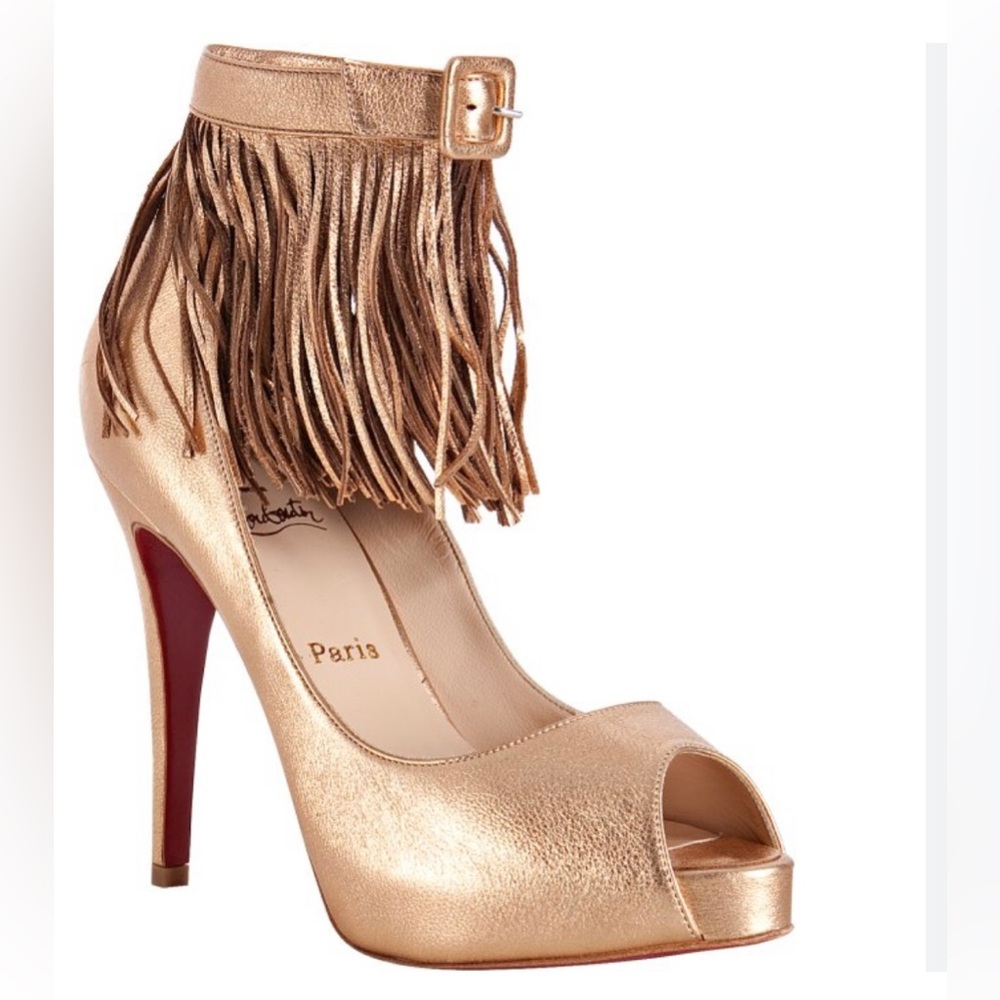 Christian Louboutin Short Tina 120 Fringe Pumps           New with Tags